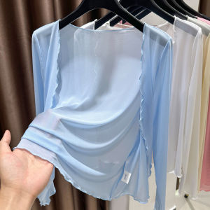 Lace Open Cardigan Hollow out Sleeveless Womens Outerwear Summer Shawl Mesh Gown Wooden Edge Trim Transparent Cover up