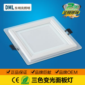 LED Downlight Square Light for Glass Panel Light Changing Three-Color Ceiling Lamp Embedded Export Outlet Ceiling Lamp Hole Lamp