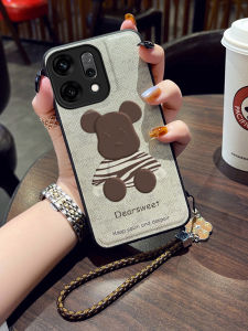 Silicone Phone Case for Opporeno14 New Style RENO13 Protective Cover Full Protection Anti-Fall Cloth Pattern pro Lanyard Bracelet Popular Female Model High-End Cartoon Violent Bear Trendy Brand
