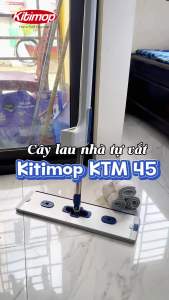 Cây lau nhà tự vắt KITIMOP KTM-45 bàn nhôm 45cm cán inox 140cm kèm 3 bông microfiber