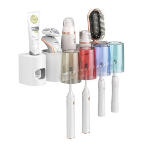 Toothbrush Rack with Toothpaste Squeezer and Tooth Cup Toilet Drain basket Set Comb Razor Toothpaste Storage Rack 牙刷牙膏置物架