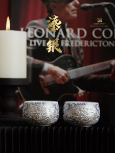 Master Jis Silver-Plated Blue-and-White Lotus Dragon And Phoenix Tea Cups Couple Matching Birthday Wedding Gift Ceramic