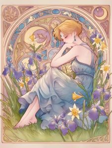 Beauty Girl Warrior Japanese Anime DIY Full Round Diamond Painting Home Living Room Bedroom Bar Aesthetic Decor