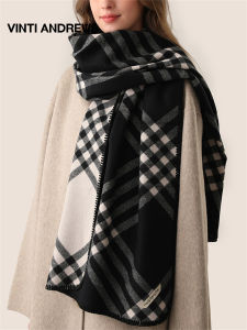 Winter Large Black Plaid Wrap Scarf
