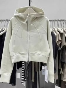 Womens Short Long-Sleeve Hoodie Comfortable Casual Style Zipper Closure Hooded Sweatshirt Spring Fashion for Young Ladies