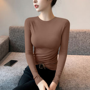 Slim Fit round Neck Long Sleeve T-Shirt Womens Modal Thin Base Shirt Comfortable Breathable Soft Polyester Casual Top