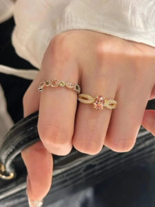 Pink Zircon Ring 2025 New Style Womens Fashionable Versatile Sweet Style White Finger Ring Jewelry for Ladies Daily Wear
