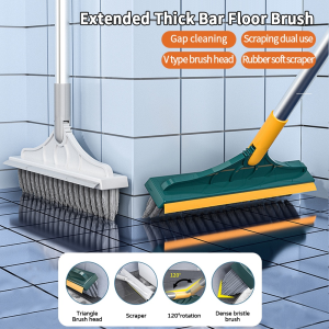 Greensindoor 3 In 1 Cleaning Brush For Cleaning Bathroom Floor Brush With Long Handle Rotating Brush For Floor Cleaning