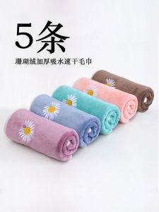 Thick Coral Fleece Water-Absorbing Quick-Drying Household Towels Lint-Free Face Wiping Towel Hair Drying Towel Bath Wipe Head Hanging Towel