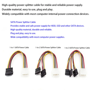 Molex to SATA Power Cable 4-Pin IDE to 15-Pin SATA Power Adapter for HDD SSD CD/DVD Drives