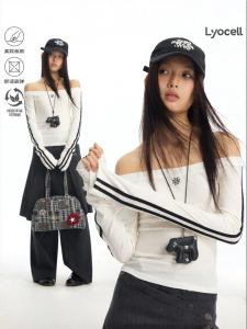 JNXS | High Elasticity Cross Shoulder Long Sleeve T-Shirt Slim Fit