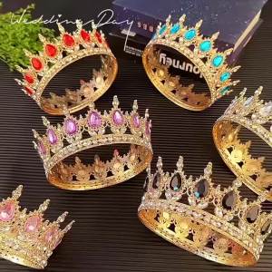 Công Chúa Cô Dâu Vương Miện Sang Trọng Pha Lê Kim Cương Sáng Bóng Tròn Mũ Trùm Đầu Dành Cho Nữ Thanh Lịch Tiệc Cưới Trang Trí Bánh Sinh Nhật