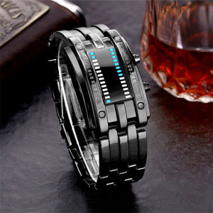 fashion sports watch popular luxury brand men women creative binary watch led couple stainless steel watch