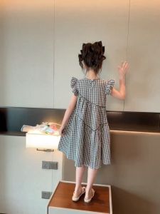 ZANRA ชุดเดรสฤดูร้อนสำหรับเด็กผู้หญิง ชุดเดรสลายสก็อตแขนกุดสำหรับเด็ก ชุดเดรสเจ้าหญิงน่ารักสำหรับเด็กผู้หญิง