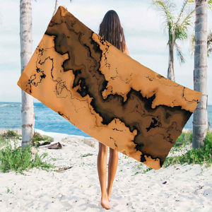Coffee Ink Marble Quick Drying Microfiber Beach Towel Lightweight for Swimming Camping Yoga - Bath Towel