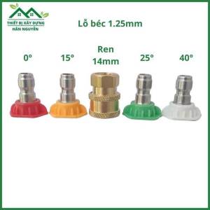 Đầu béc máy rửa xe cao áplỗ béc 1.25mm 0-15-25-40 độđuôi 1/4 inch