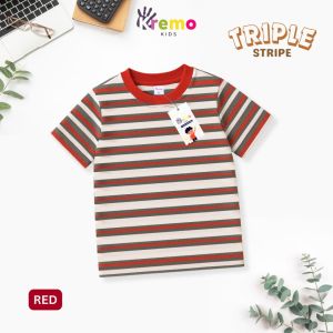 KAOS SALUR ANAK TERBARU TRIPLE STRIP/FASHION ANAK/KAOS ANAK/TRENDI/KEREN/LEMBUT