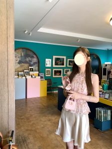 Váy Ngắn Chữ a Ren Lụa Cắt Chéo Nabi Mùa Hè Cho Nữ Váy Midi Cạp Cao Đa Năng Váy Công Sở Màu Trơn