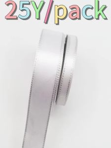 Ribbon House | (25 Yards/Roll) White Silver Edge Satin Ribbon Wholesale Gift Wrapping Christmas Ribbons (6/10/20/25/40mm)