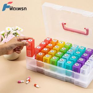 กล่องใส่ยารายเดือน 2 ครั้งต่อวัน กล่องใส่ยารายวัน 30 วันพร้อมกล่องยา 32 ชิ้นและกระเป๋าเดินทางสําหรับยา วิตามิน น้ํามันปลา