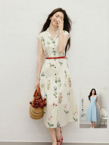 HOPESHOW | Vintage Floral Pinched Waist Dress