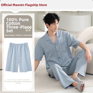 MiiOW | Pure Cotton Mens Pajama Set 3 Pieces