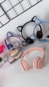 Headphone Bluetooth P47M Gaming Wireless Earphone Kucing Murah Headset Anak Perempuan Bass