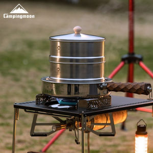 CAMPINGMOON S363 Medium Double layered Steamer Bottom Support Set Stainless Steel Home Camping Portable Cooking Steamer