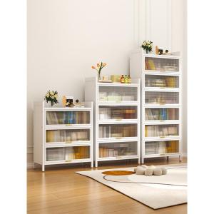 Modern Minimalist Style Steel Bookcase with 3 Doors Home Use Floor Storage Cabinet Iron Art Book Shelf for Kids