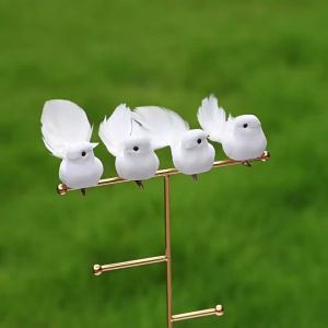 1‑Piece Feathered Artificial White Dove Ornament Simulated Small‑White‑Bird Decoration