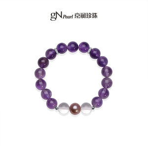Near Round Freshwater Pearl Crystal Bracelet 7.3-11mm