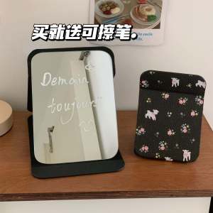 Portable Folding Small Mirror Desktop Makeup Mirror High Aesthetic Value Cute Cartoon Style Compact Tabletop Vanity Mirror