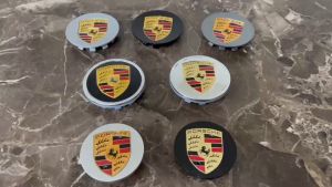 Logo chụp mâm ốp lazang bánh xe ô tô Poscher đường kính 75mm và 65mm - Chất liệu nhựa ABS cao cấp