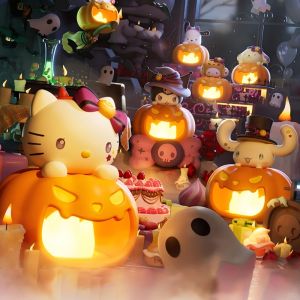 Sanrio Halloween Ghost Pumpkin Night Light Figure Toy Desk Decoration Mini Collectible Blind Box Gift Static Figure Toy