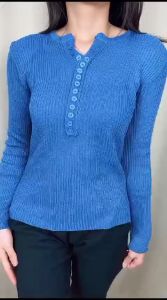 Ami Collection - T-shirt Crop Button / Atasan Knit Rajut Kancing / Crop Top Button / Rajut Top