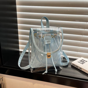 2025 Summer New PVC Transparent Jelly Backpack Womens Casual Double Shoulder Bag Student Mother-daughter Bag High Aesthetic Value