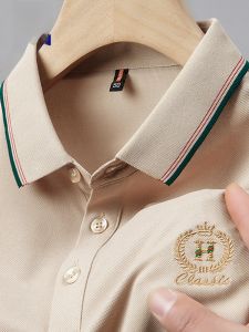 ROMON | Lormen Mens Pure Cotton Short Sleeve Polo Shirt Summer Thin Casual Collar T-Shirt Ice Silk Mens Fashion Urban Style Top