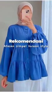 NURI BLOUSE-Atasan wanita terbaru cringkel airflow -baju atasan tangan balon -lengan panjang