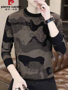 Pierre Cardin Mens Knitted Long Sleeve Sweatshirt Embroidered Base Layer T-shirt Casual Fashion Urban Style Autumn Winter