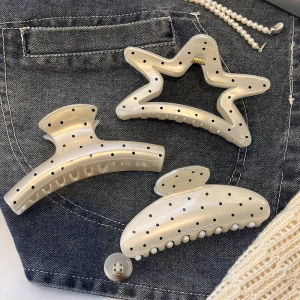 Sweet girly polka dot cherry grab clip hair grab hair accessories high value Mori versatile back head shark clip hair 2025