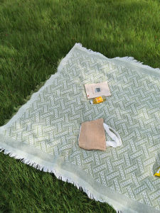 Bohemian Style Outdoor Picnic Mat with Tassel Camping Blanket T-Grid Tablecloth for Festival Parties Decor Spring Outdoor Picnic