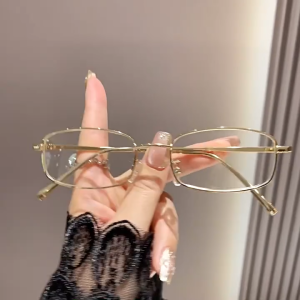 🔥IVY Narrow Rectangle Frame Metal Eyeglasses for Men Women Stylish Cool Girl Boy Handsome Guy Professor Eyewear Aesthetic Glasses