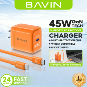 BAVIN PC2132 GaN 45W PD Mini USB-C Fast Charger Quick Wall Adapter w/ Data Cable Compatible for Android Devices & iPh 17