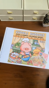 CUDDLE BUDDIES VOL 1 Cute Comfy Coloring Book Cozy Healing Buku Mewarnai Anak Remaja A4