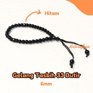 Gelang Tasbih 33 Butir || Gelang Tali Batu Hitam Khas Jogja
