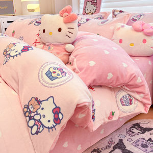 YAOKANG | New Cute Milk Velveteen Quilt Cover Set Winter Children