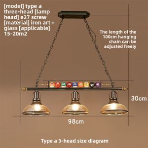 American Industrial Style Billiards Bar Commercial Lighting Iron Art Chandelier Restaurant Decorative Lighting LED Bulbs Included