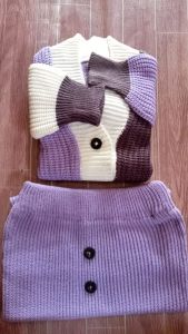 Setelan rajut anak kekinian 2-3 THN / cardy kombinasi warna / bawahan Rok span / Rajut BDG
