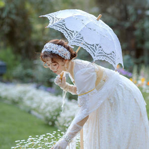 Western Style Palace Mirror French Lolita White Hollow-out Umbrella Republic of China Style Photography Bridal Hand Props
