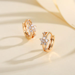 Y523【COD】Anting Bunga Zirkon Fashion Emas Anting Anti Karat Dewasa Korea
